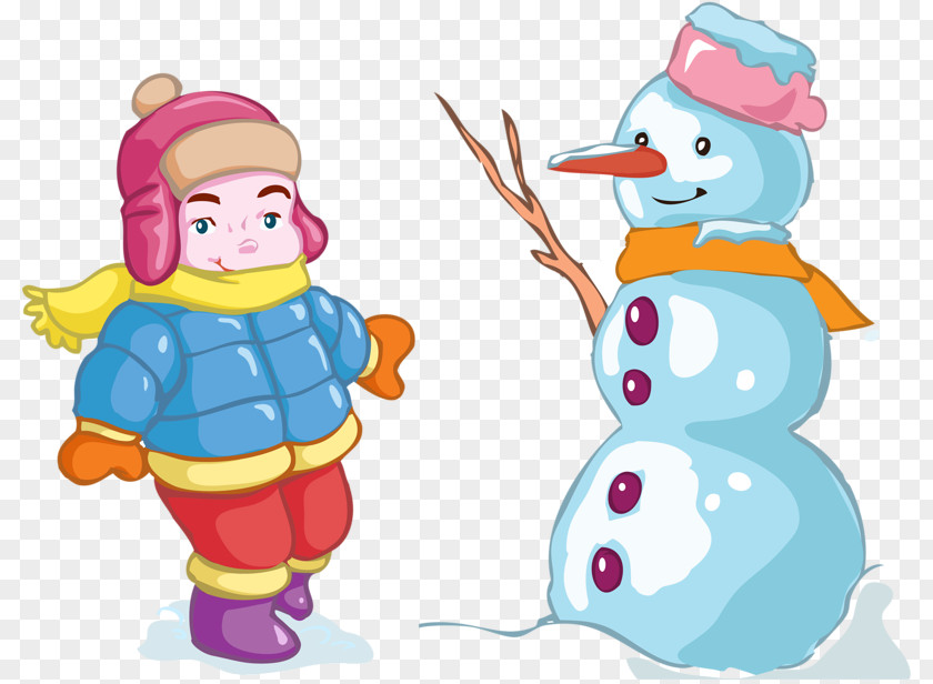 Children And Snowman Drawing Clip Art PNG