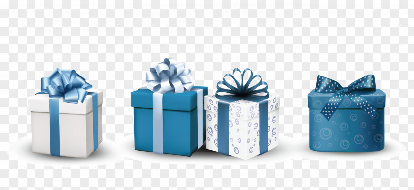 Blue Birthday Gift Decorative Box Ribbon PNG