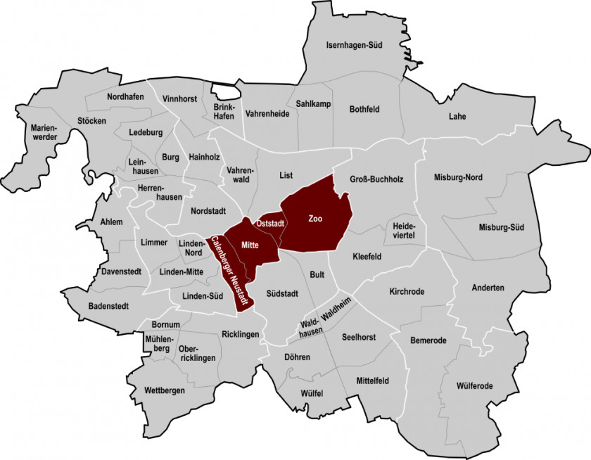 Map Hanover-Mitte District 1, Düsseldorf Hannover-Nordstadt Hannover-Linden PNG