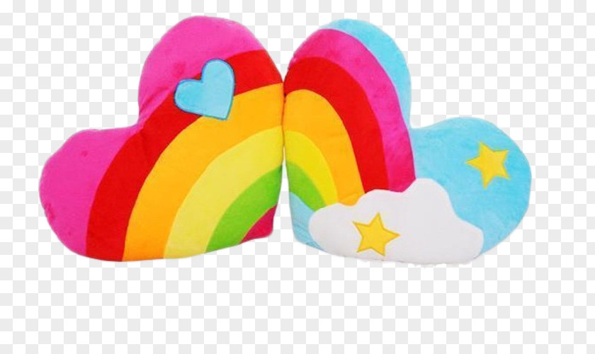 Rainbow Pillow Stuffed Toy Plush Heart PNG