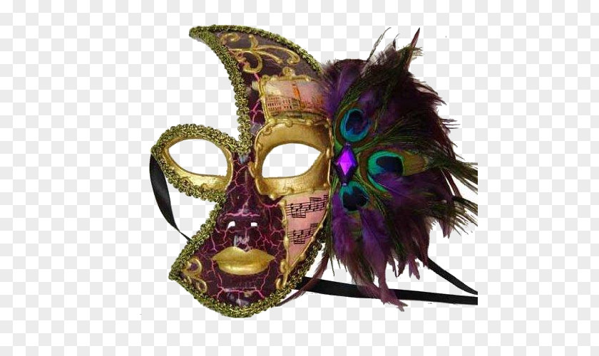 Scary Face Mask Masquerade Ball Mardi Gras Costume Feather PNG