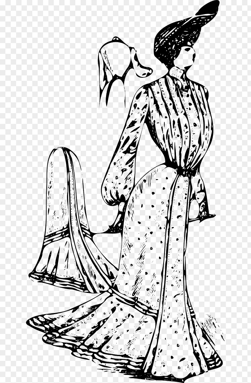 Woman Vintage Clothing Dress Clip Art PNG