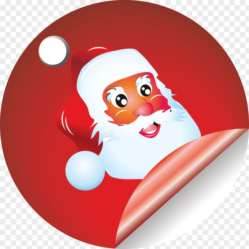 Santa Red Sticker Tag Vector PNG