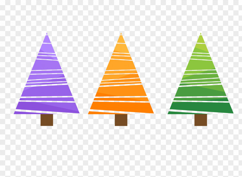 Simple Colored Christmas Tree Illustration PNG