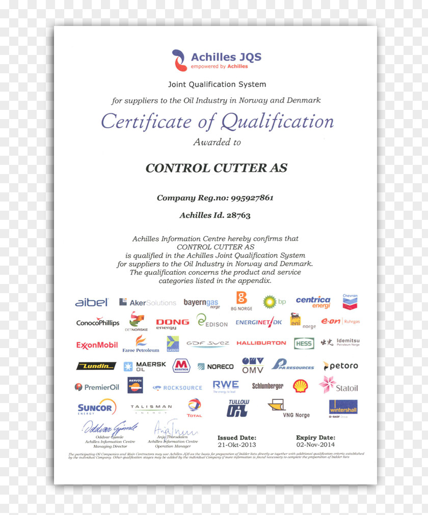 Aqua Rubberstyle AS Akademický Certifikát Certification ISO 9000 14001:2004 PNG