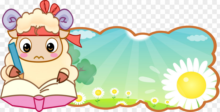 Cute Sheep Speech Balloon Child Cartoon Illustration PNG