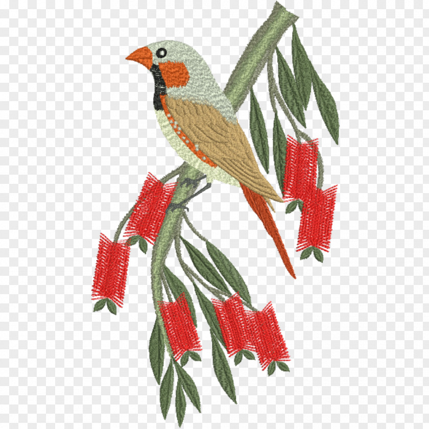 Design Machine Embroidery Bird Floral PNG