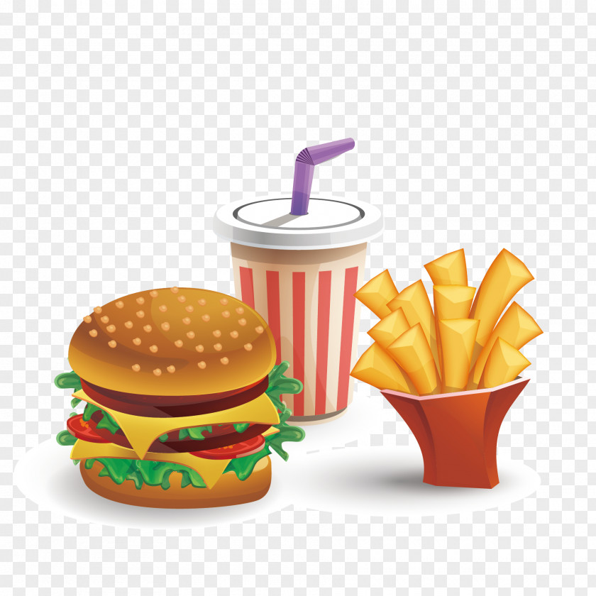Vector Coke Burger Fries Hamburger Coca-Cola Cheeseburger Fast Food French PNG