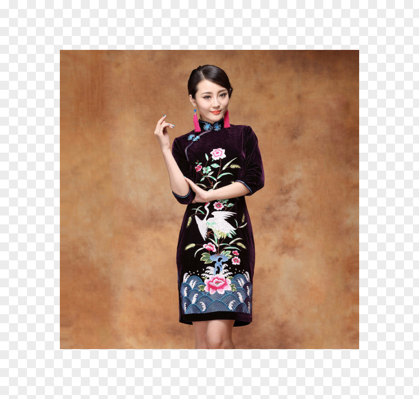 Cheongsam Clothing Dress Sleeve Velvet PNG