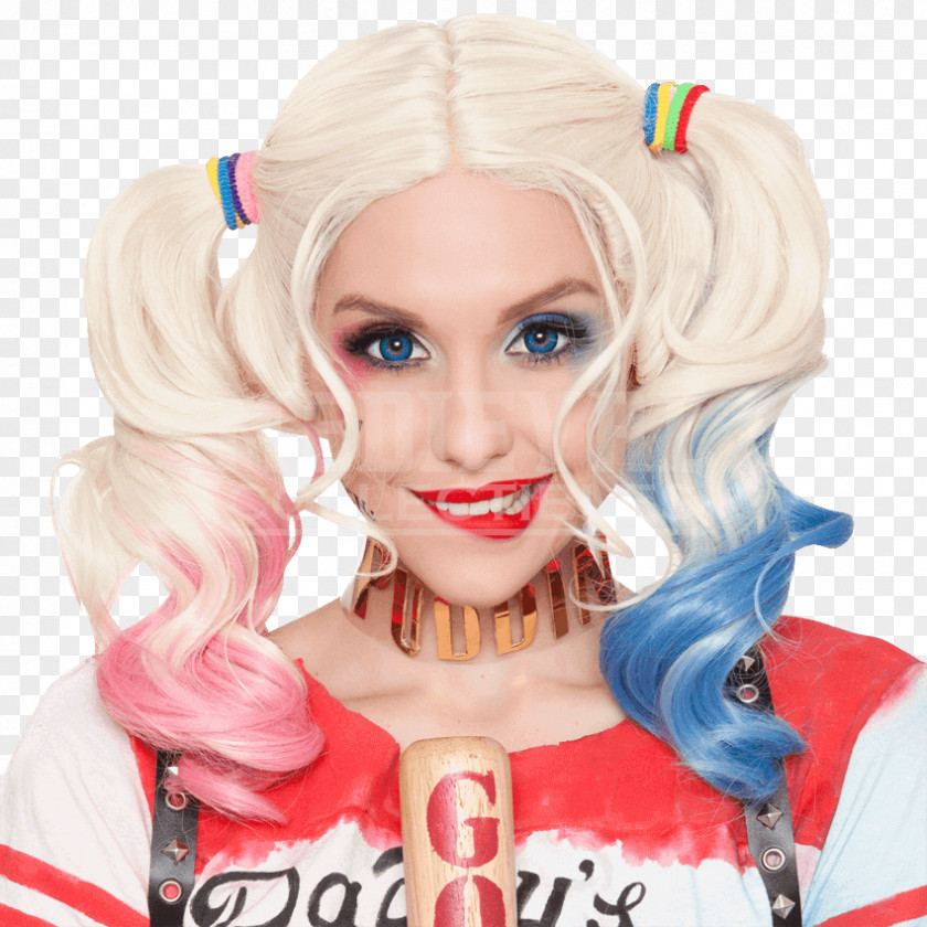 Harley Quinn Lace Wig Cosplay Costume PNG