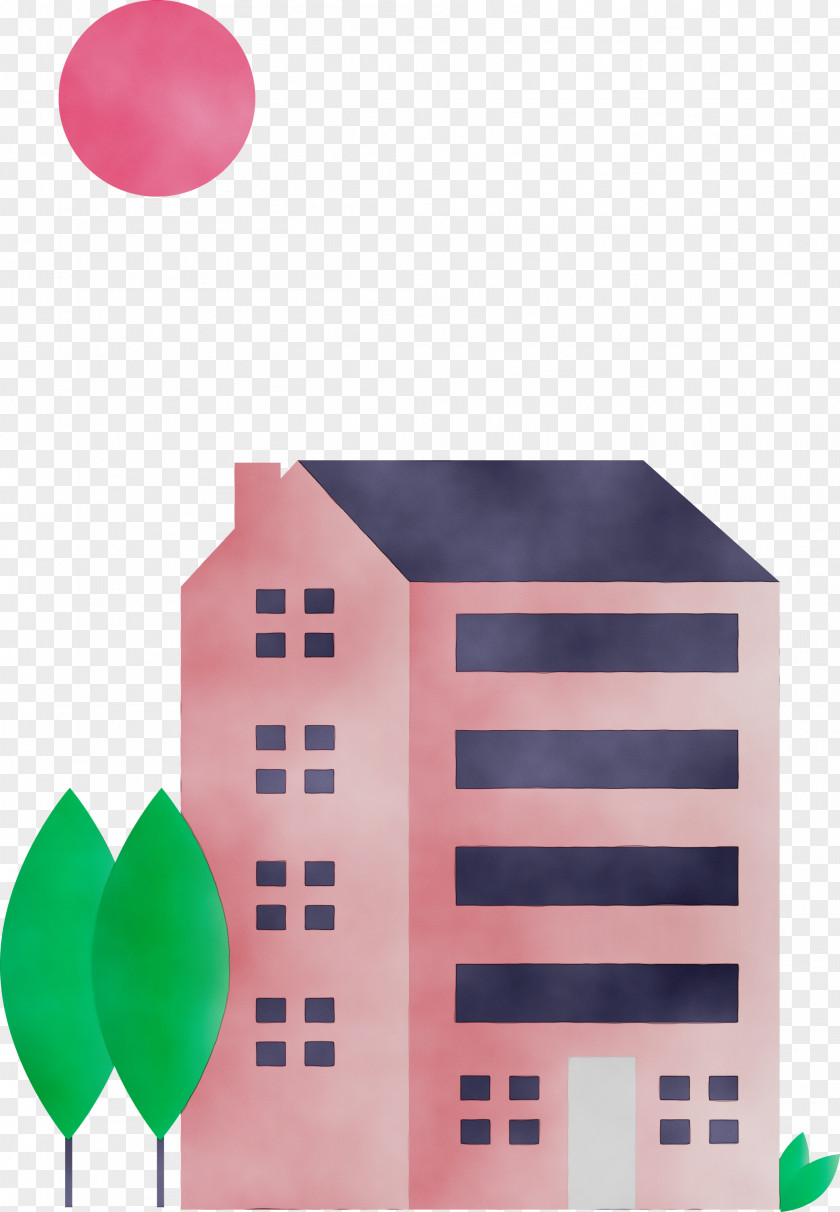 Pink Architecture House Balloon PNG
