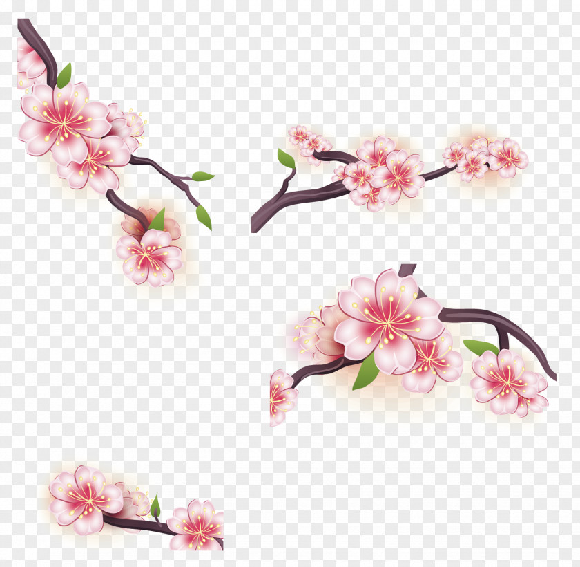 Cartoon Cherry Tree Branches PNG