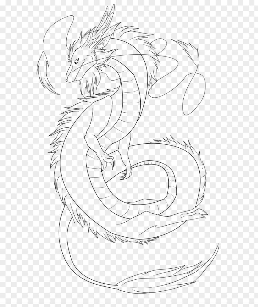 Chinese Dragon Line Art Drawing China PNG