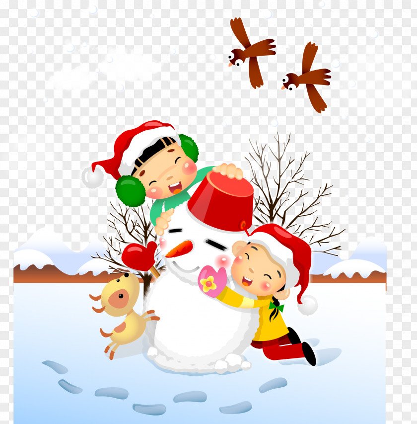 Happy Winter Christmas Child Euclidean Vector Snowman PNG