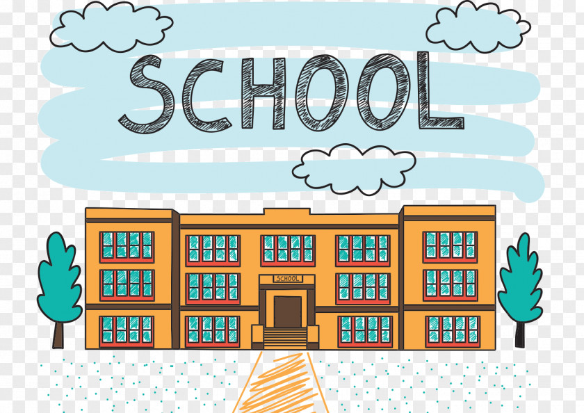 School Buildings Drawing Illustration PNG