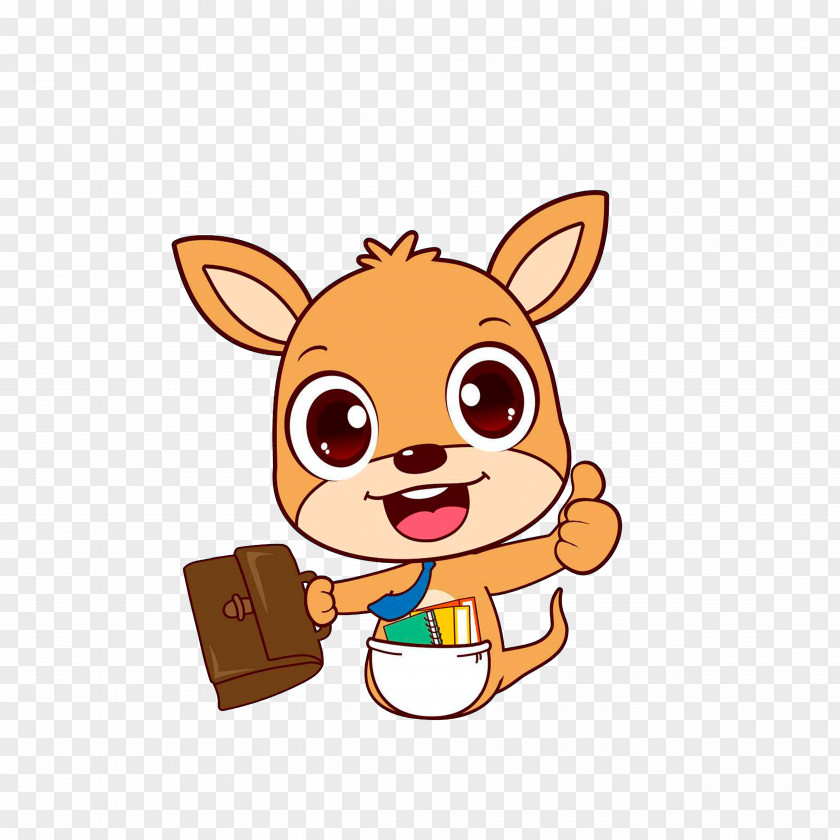 A Kangaroo With Briefcase Child PNG