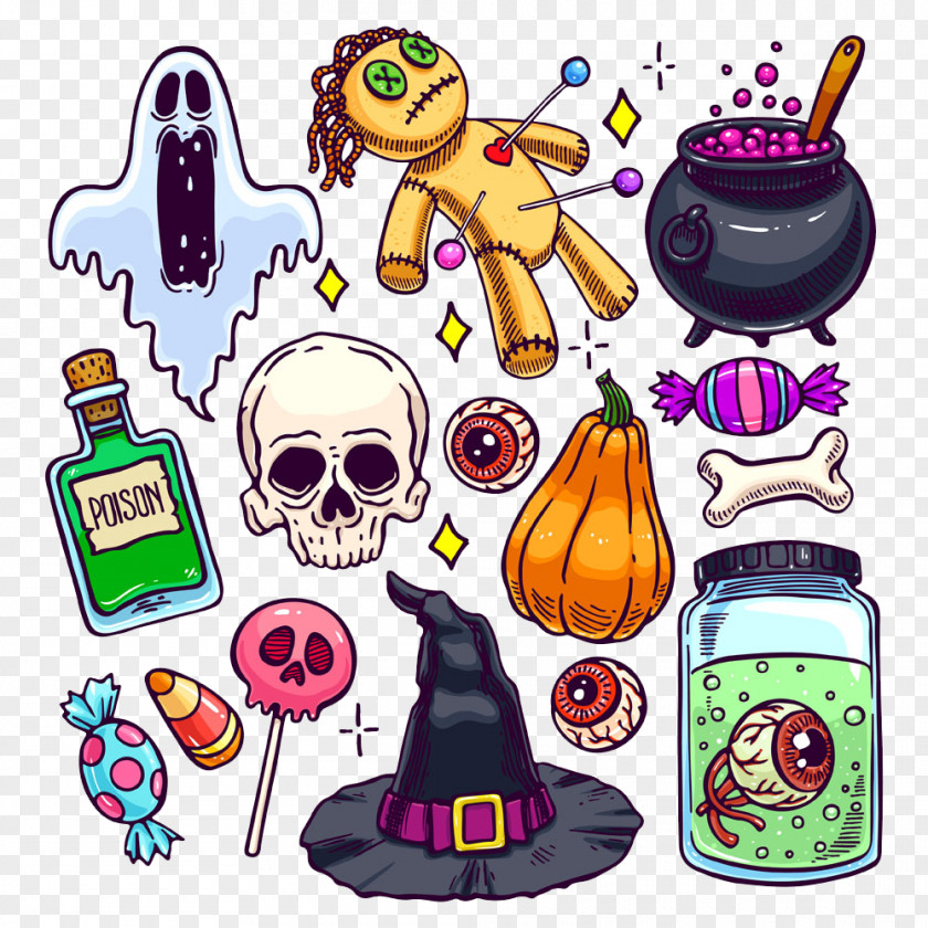 Halloween Theme Cartoon Illustration PNG
