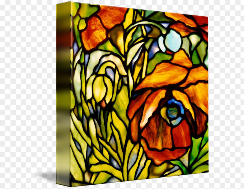 Chinese Floor Lamp Canvas Print Printing Art Stained Glass Oriental Poppy PNG