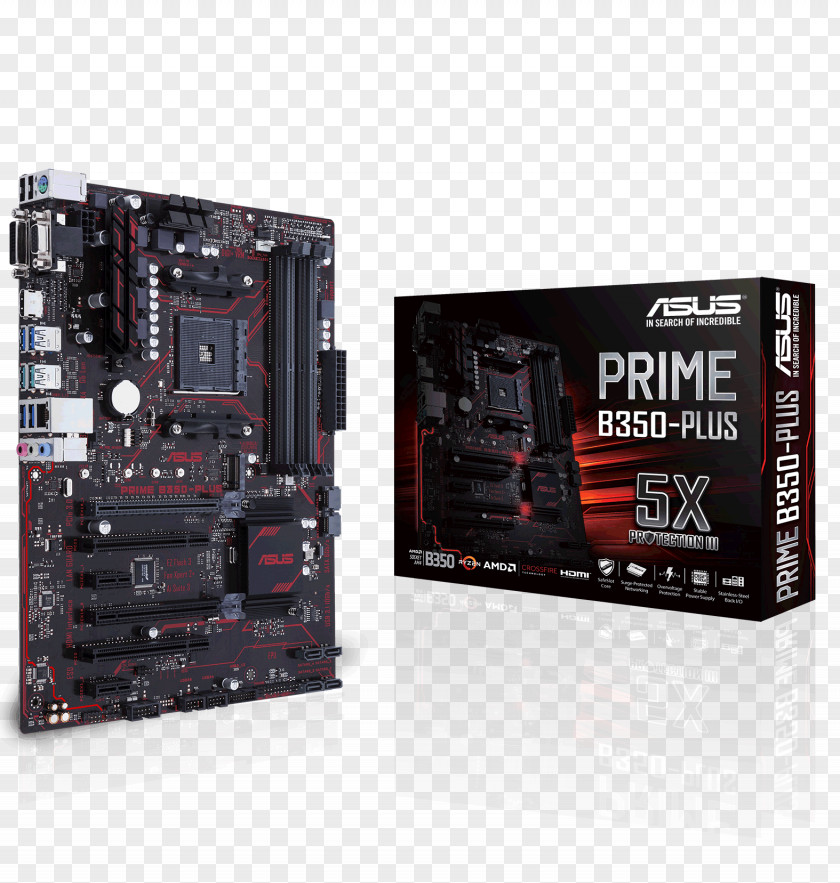 Computer Socket AM4 Motherboard ATX ASUS PRIME B350-PLUS CPU PNG