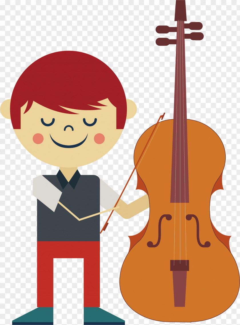 Vector Violin Little Boy Violone Cello Viola PNG