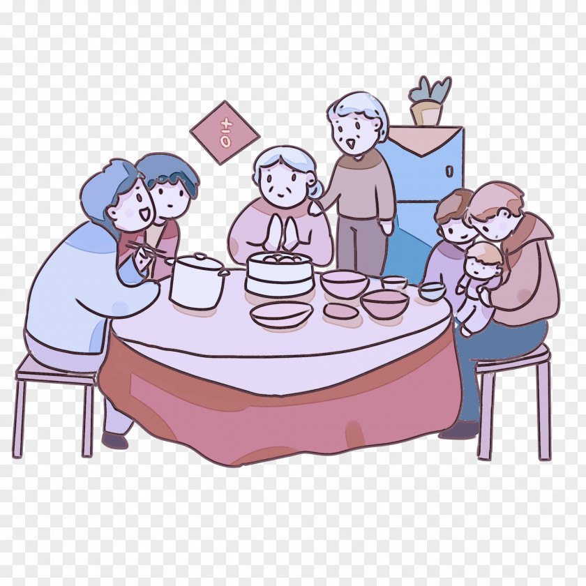 Cartoon Table Sharing PNG