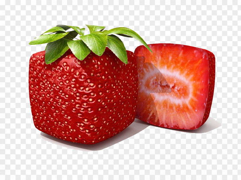 Creative Fruit Strawberry Square Illustration PNG
