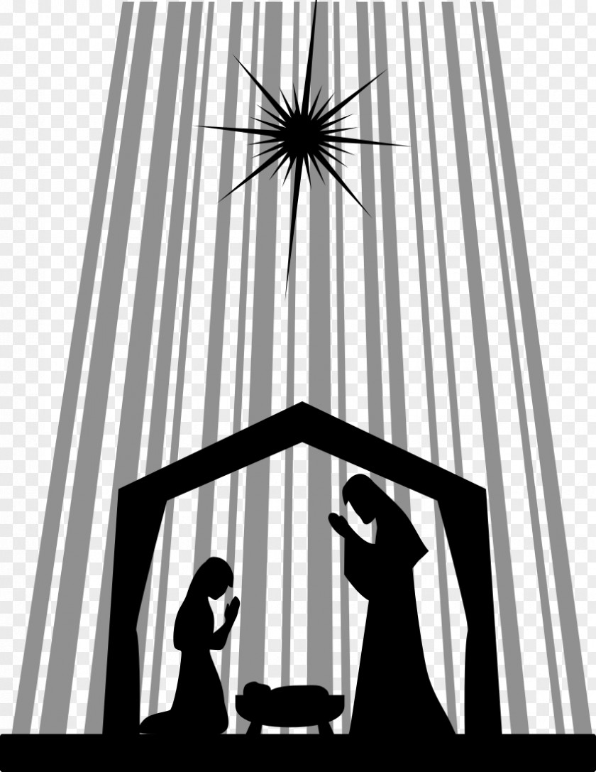 Star Light Nativity Of Jesus Scene Silhouette Manger Clip Art PNG