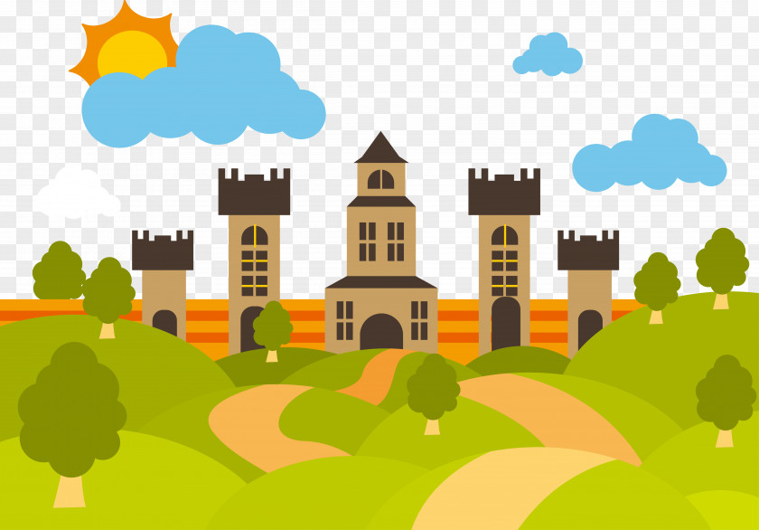 Forest Castle Vector Adobe Illustrator Illustration PNG