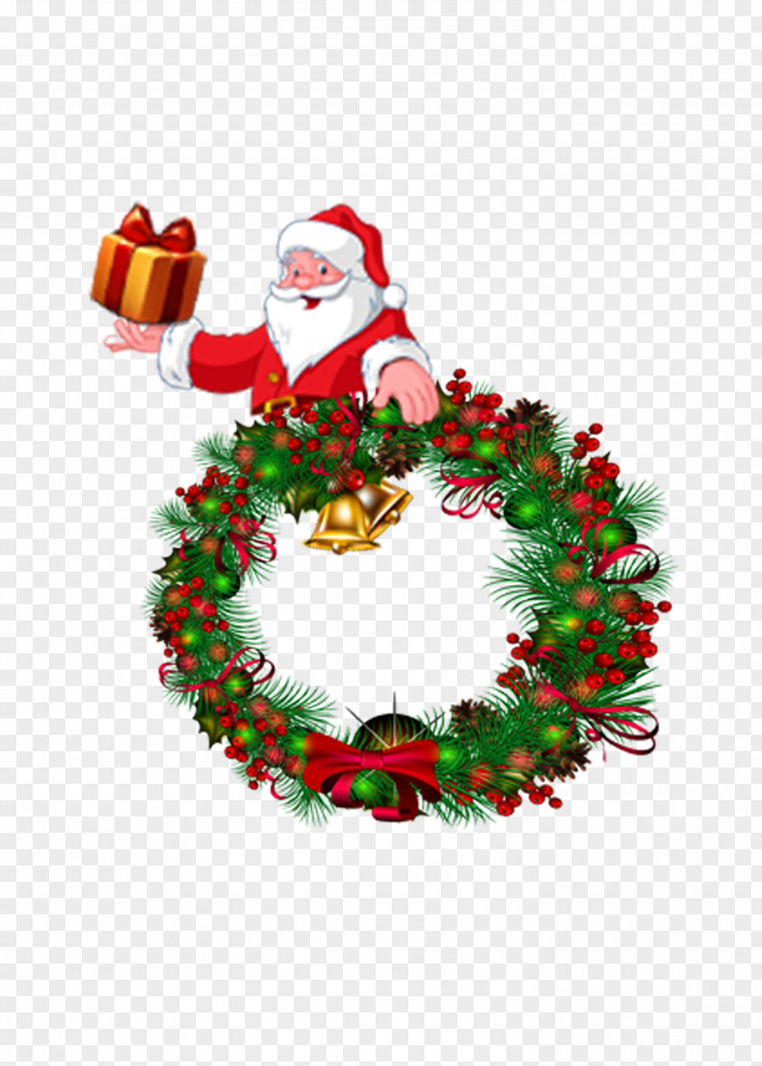 Santa Wreath Claus Christmas Garland PNG