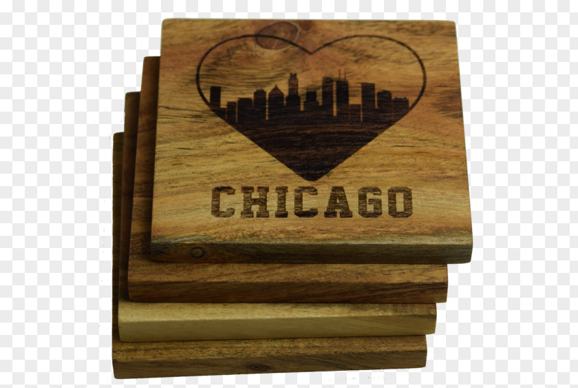 Wood I Love Chicago /m/083vt Coasters Varnish PNG