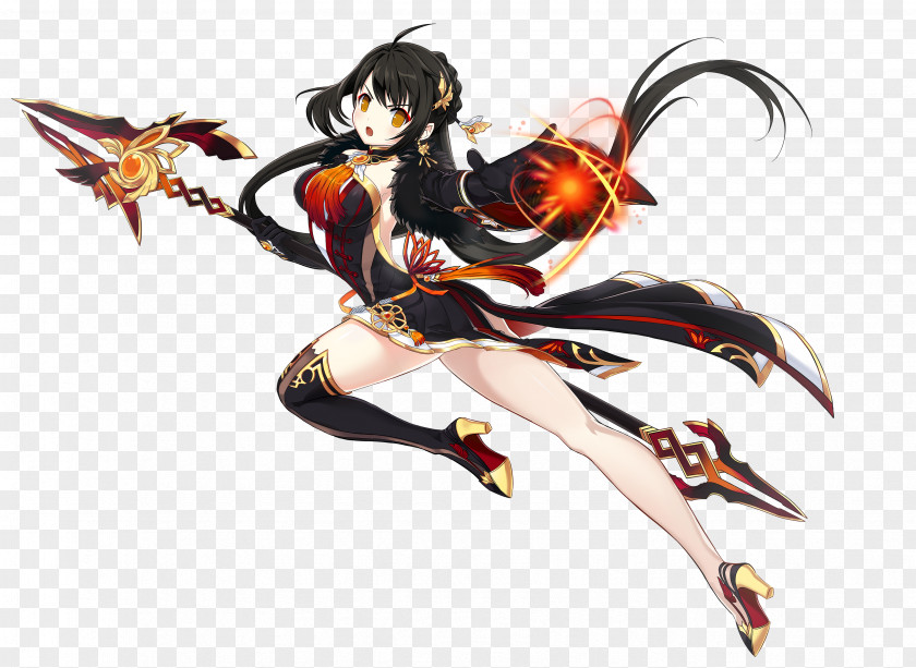 Long Black Hair Elsword Yama Elesis Video Game KOG Games PNG