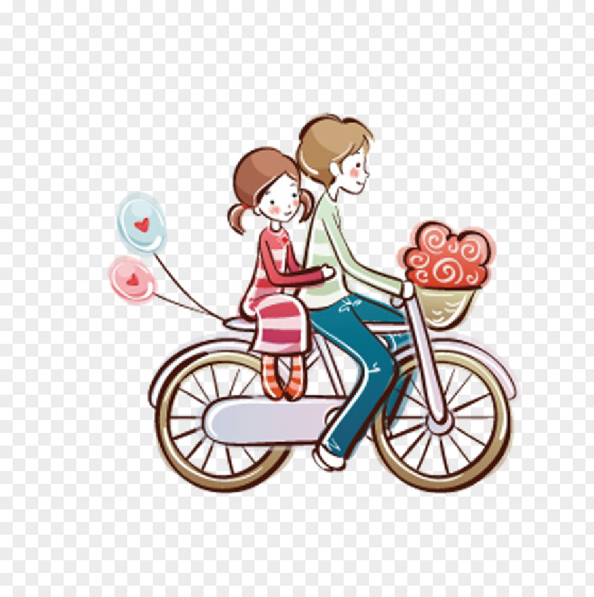 Tanabata Couple Cartoon Poster Bicycle Valentines Day PNG