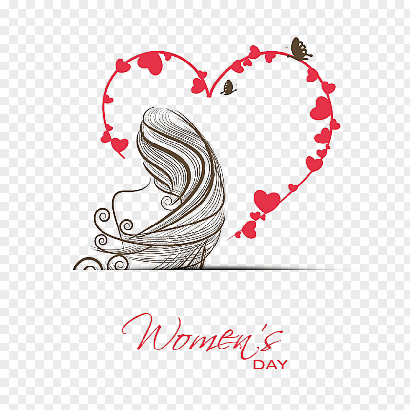 Women's Day International Womens March 8 Valentines Greeting Card Illustration PNG