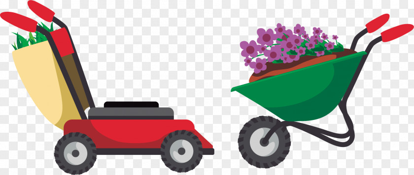 Flower Garden Farm Trolley Gardening Tool Cartoon PNG