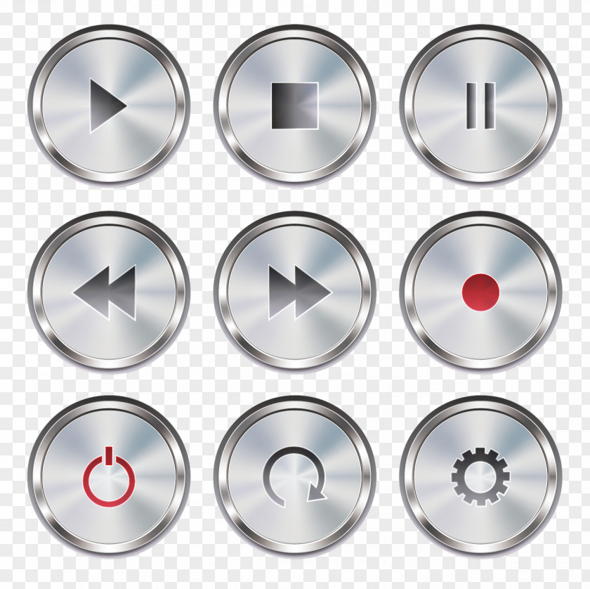 Vector Painted Pause Play Forward Record Shutdown Settings Button Push-button Icon PNG
