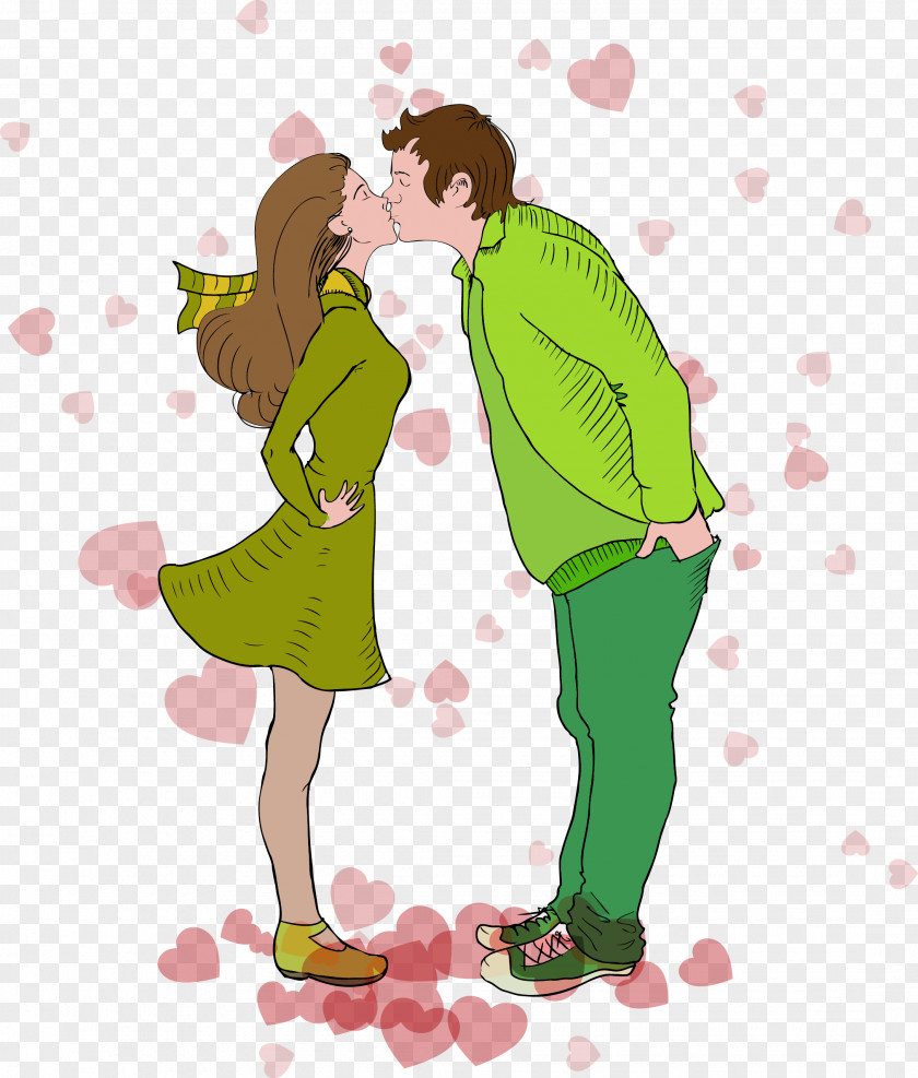 Vector Couple Euclidean Kiss Love Illustration PNG