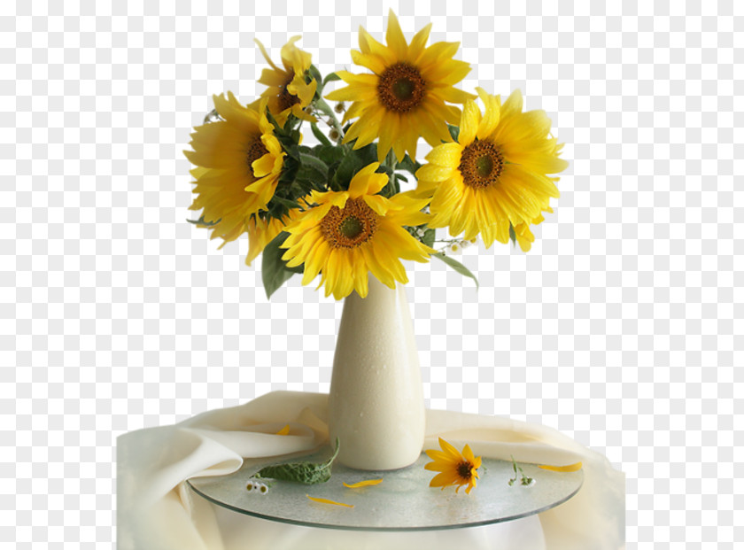 Vase Common Sunflower With Twelve Sunflowers Still Life Photography PNG