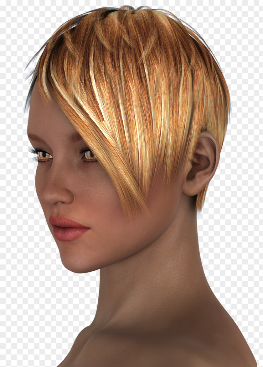 Hair Blond Coloring Bangs Pixie Cut PNG