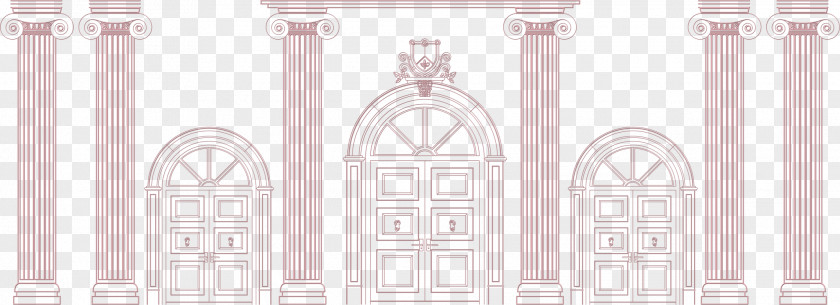 European Architecture Roman Column Gate Window Paper Glass PNG