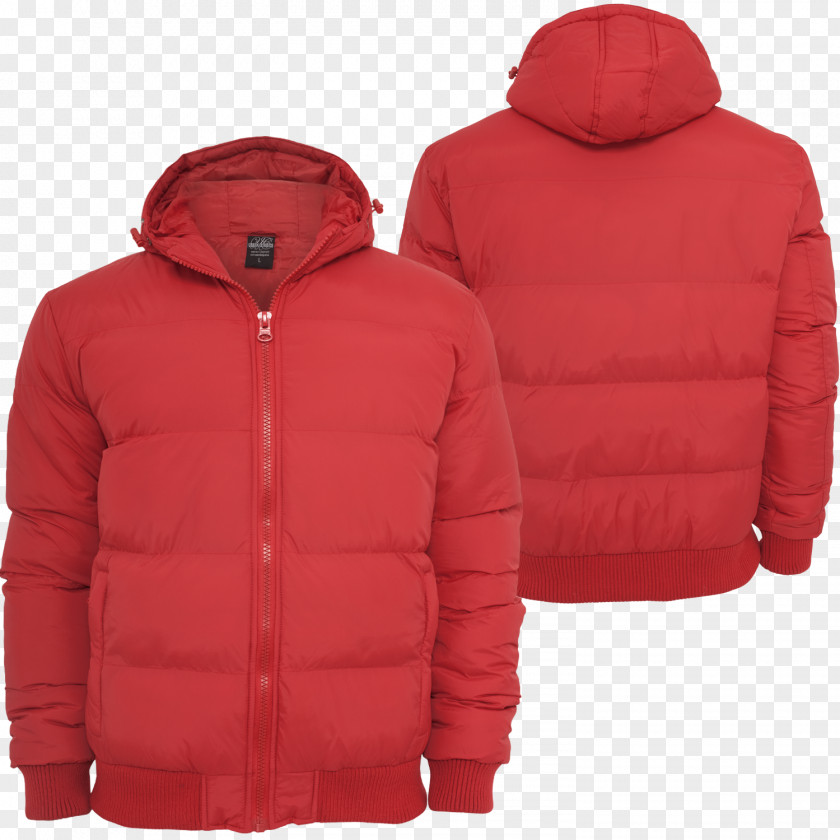 Nylon Jacket With Hood Urban Classics Hooded Bubble Blouson Winter Polar Fleece Product PNG