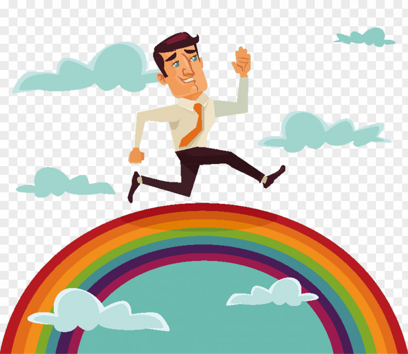 Rainbow On The Running Man Material Run!rainbow Cartoon Illustration PNG