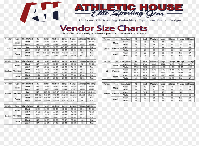 Size Chart Design Elements Athletic House Clothing Sport Jersey Gaithersburg PNG
