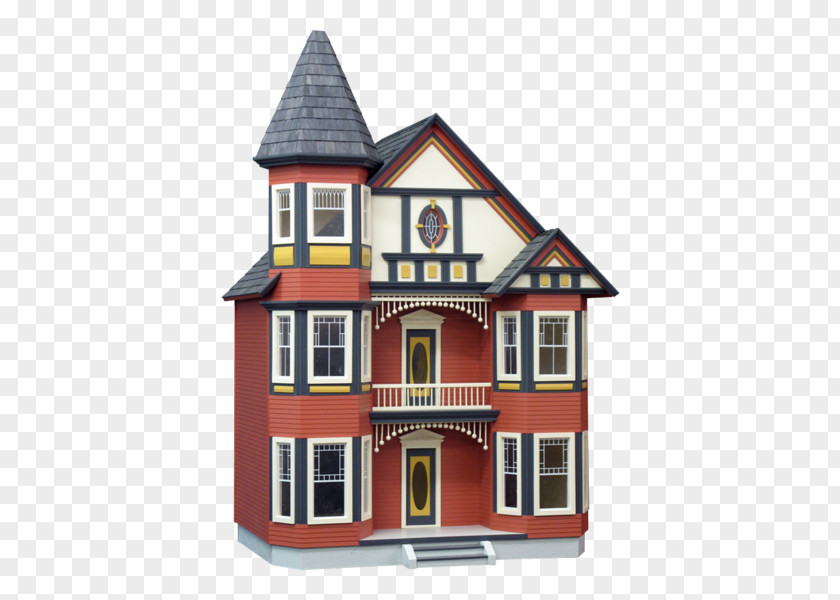 Victorian Painted Lady Dollhouse Kit Toy PNG
