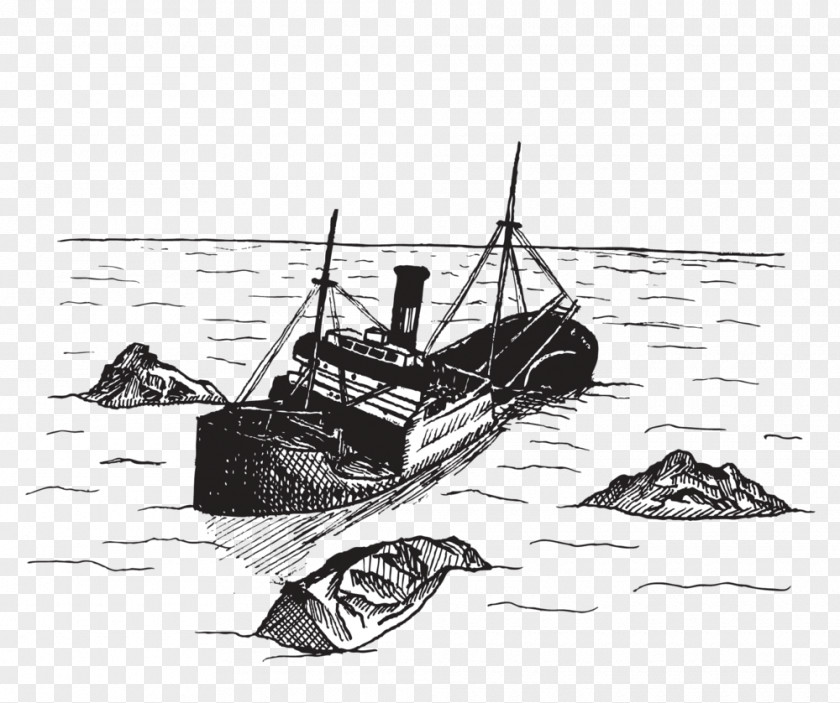 Boat Shipwreck Clip Art Sketch Drawing Illustration PNG