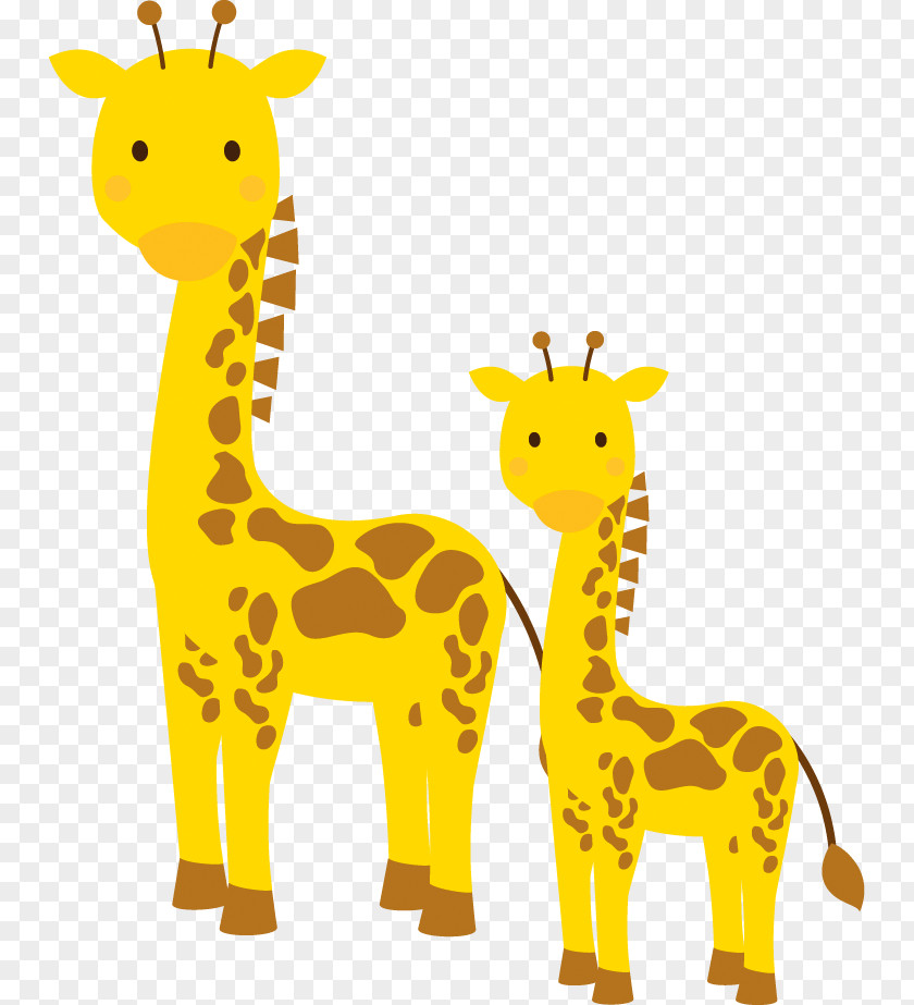 Giraffe Parent And Child Clipart. PNG