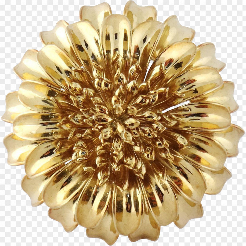 Gold Flower Colored Brooch Jewellery PNG