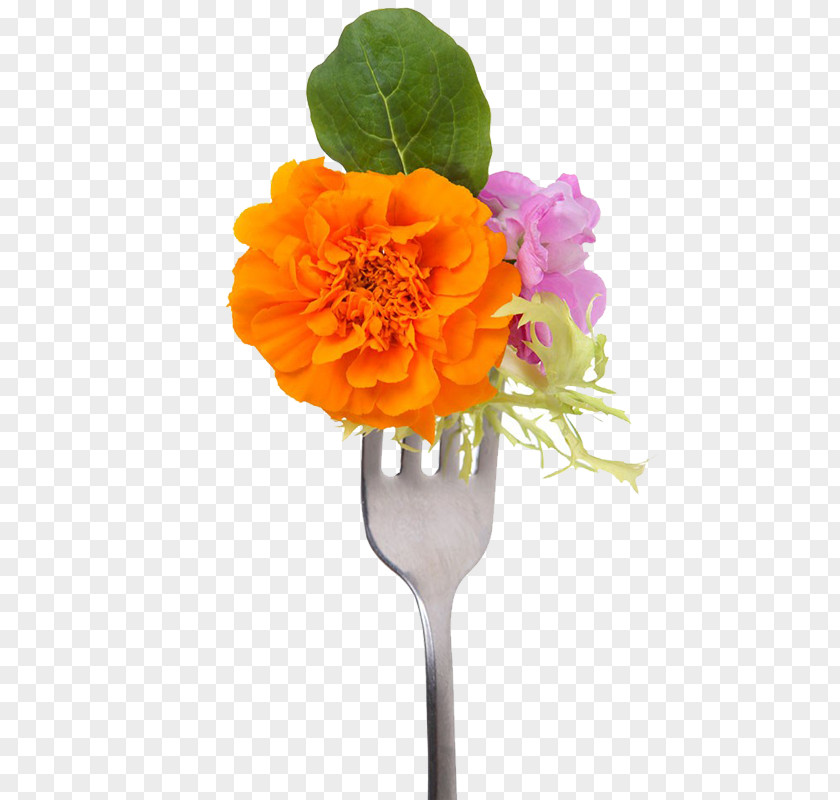 Flowers On A Fork Edible Flower Shoot Salad PNG