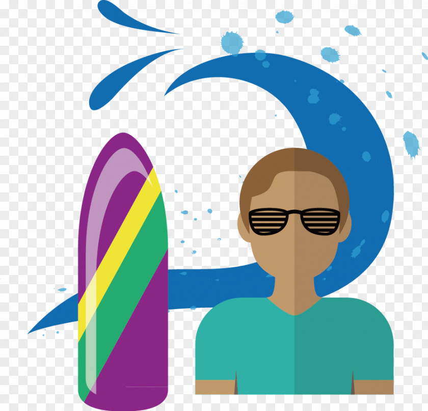 Surfer Surfing Flat Design Clip Art PNG