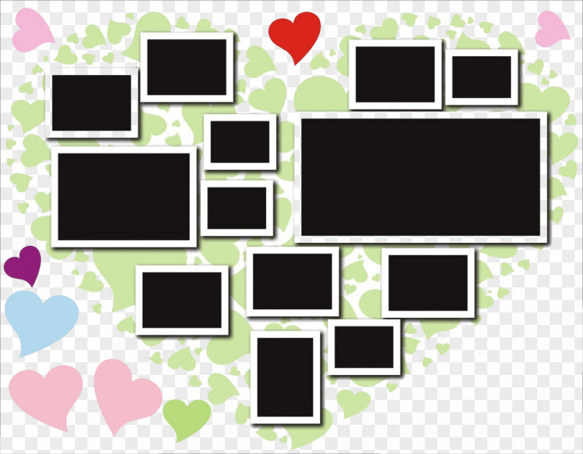 Heart-shaped Photo Frame Wall Design PNG
