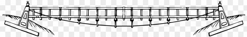 Simple Suspension Bridge Line Art Drawing PNG